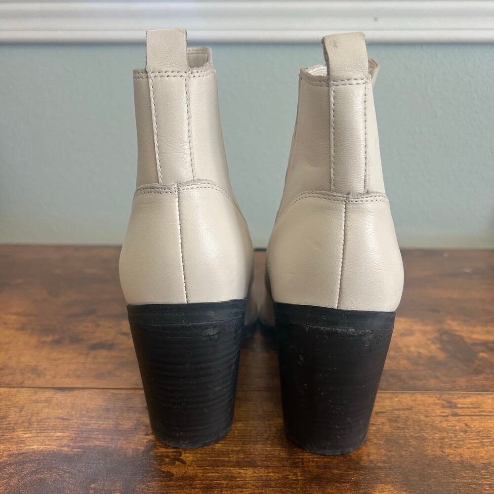 Marc Fisher Western Ankle Boots Leather Heeled Pointed Toe Cream White 11 - Picture 4 of 10